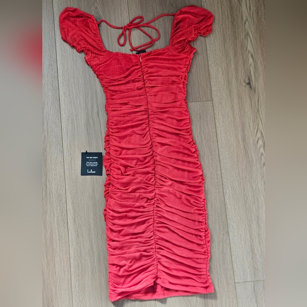 Lulus Red Ruched Dress - Picture 3 of 3